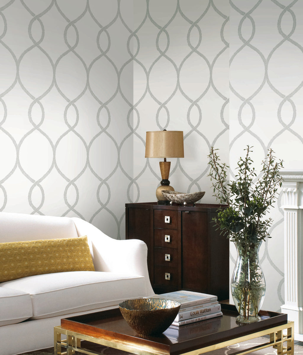 Laurel Leaf Ogee Wallpaper