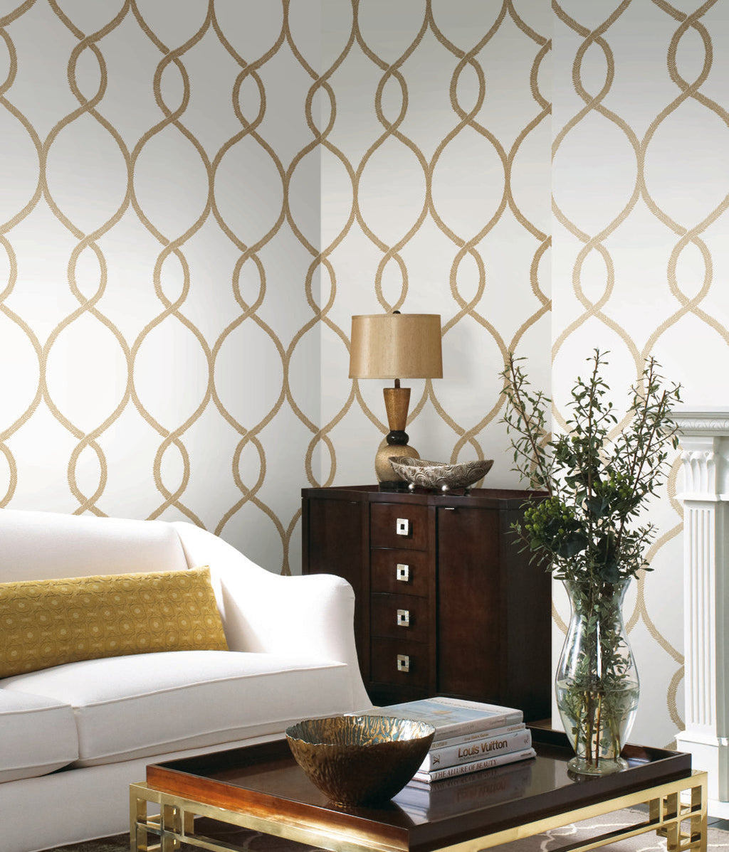 Laurel Leaf Ogee Wallpaper