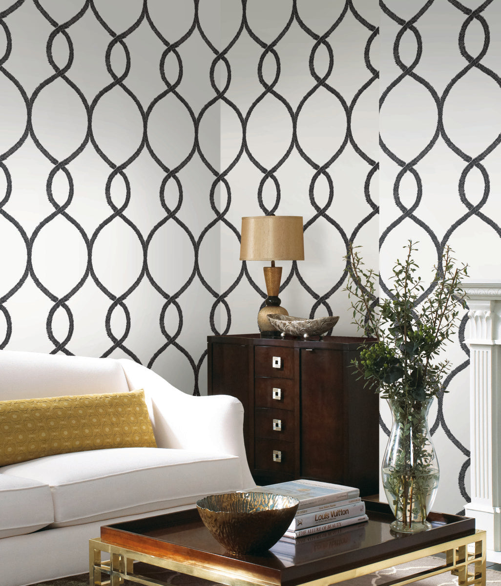 Laurel Leaf Ogee Wallpaper