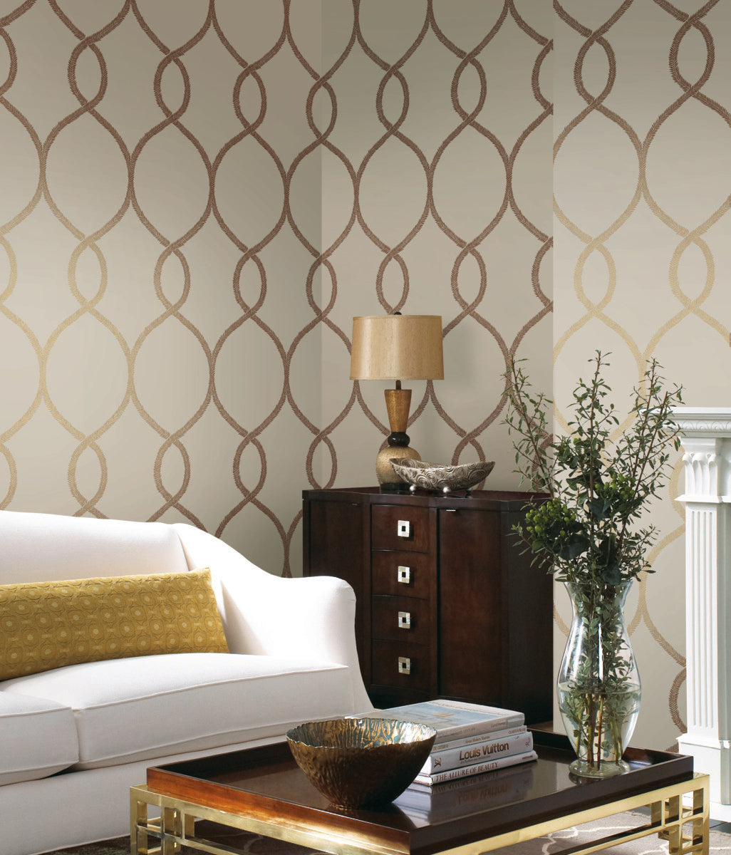 Laurel Leaf Ogee Wallpaper