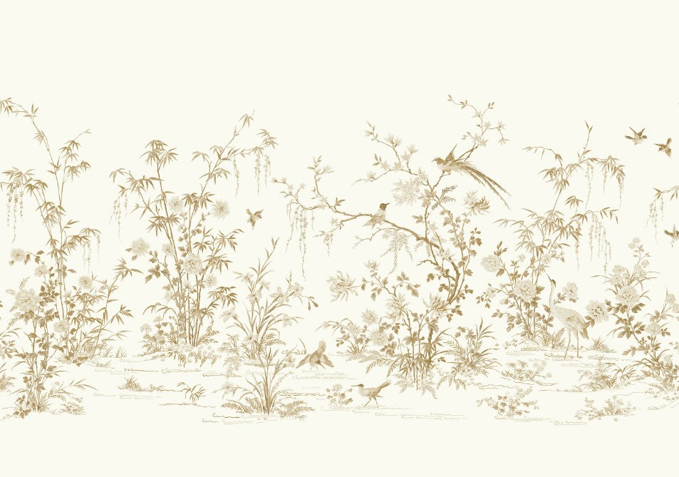 metallic, gold, silver, glint, scenic, chinoiserie, gold leaf, leopards, birds, acanthus, damask, leaf, leaves, classic, s...