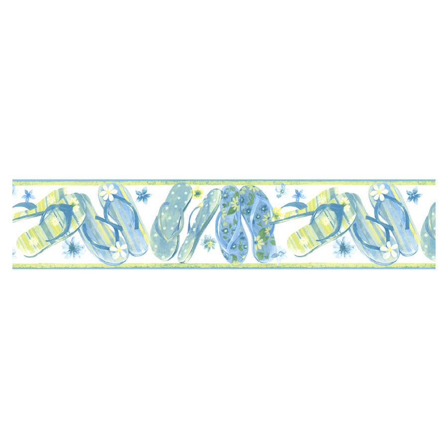 Aqua and yellow flip flop border