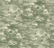 Load image into Gallery viewer, removable wallpaper country scenic toile farm ranch barn sage cream grey