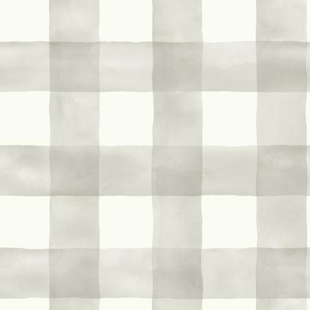 Magnolia Home Watercolor Check Removable Wallpaper gray/cream