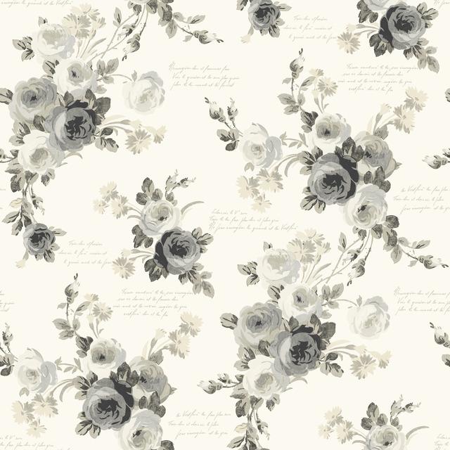 Magnolia Home Heirloom Rose Removable Wallpaper gray/white