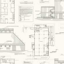 Load image into Gallery viewer, removable wallpaper grey federal blueprint floorplan Magnolia Market