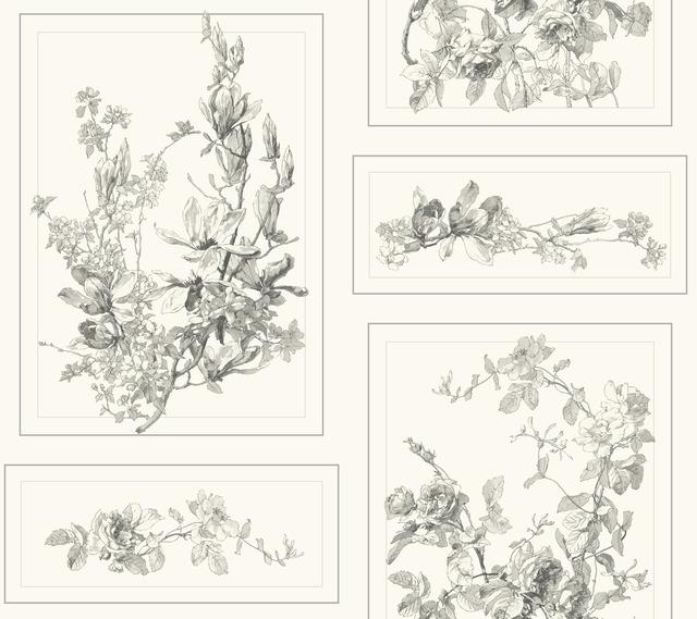 sunny grey mustard gold botanical prints leaf leaves branches flowers floral buds blossoms