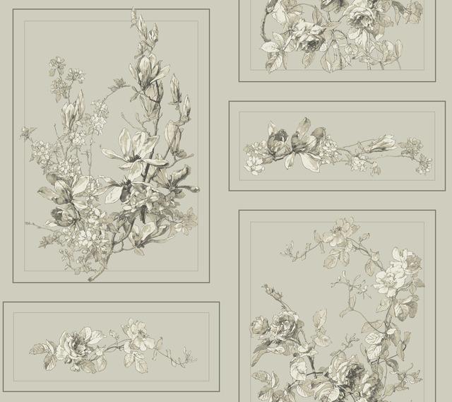 sunny grey mustard gold botanical prints leaf leaves branches flowers floral buds blossoms