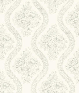 Magnolia Home Coverlet Floral Removable Wallpaper gray/off white