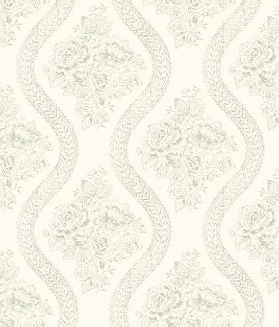 Magnolia Home Coverlet Floral Removable Wallpaper gray/off white