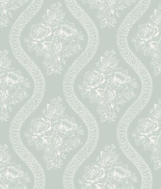 Magnolia Home Coverlet Floral Removable Wallpaper white/blue