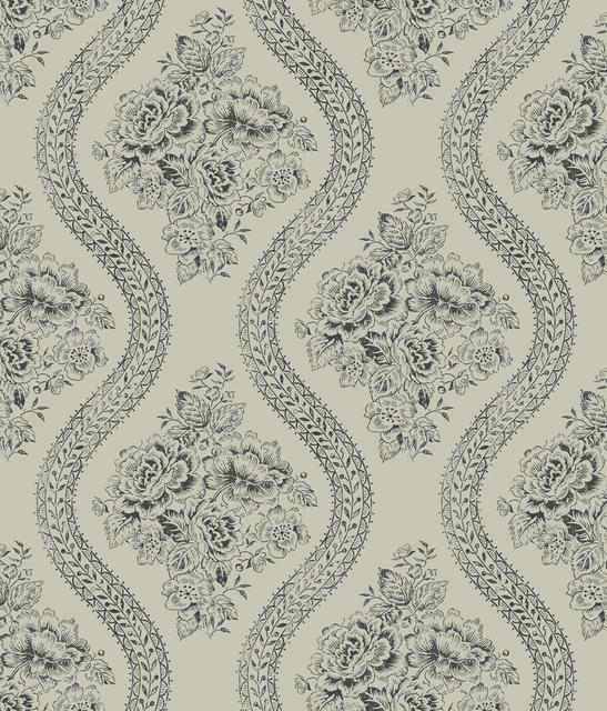 Magnolia Home Coverlet Floral Removable Wallpaper black/gray