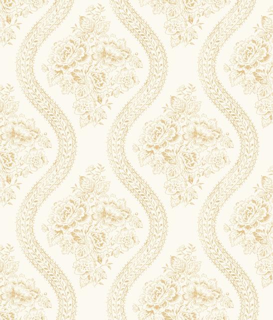 Magnolia Home Coverlet Floral Removable Wallpaper yellow/off white