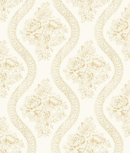 Magnolia Home Coverlet Floral Removable Wallpaper yellow/off white