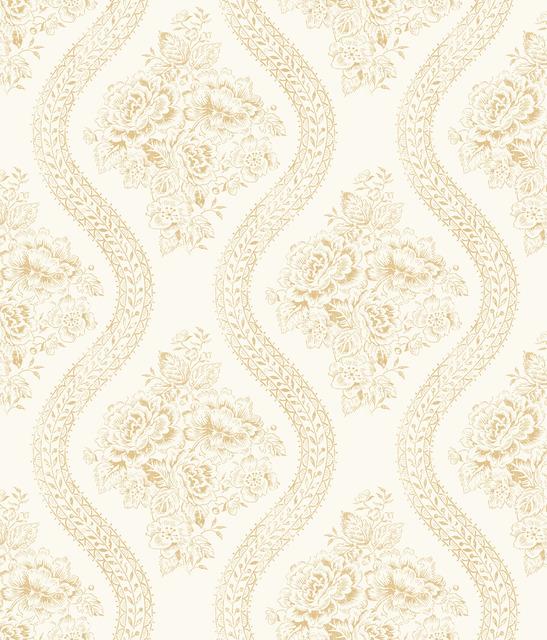 Magnolia Home Coverlet Floral Removable Wallpaper yellow/off white