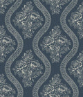 Magnolia Home Coverlet Floral Removable Wallpaper gray/blue