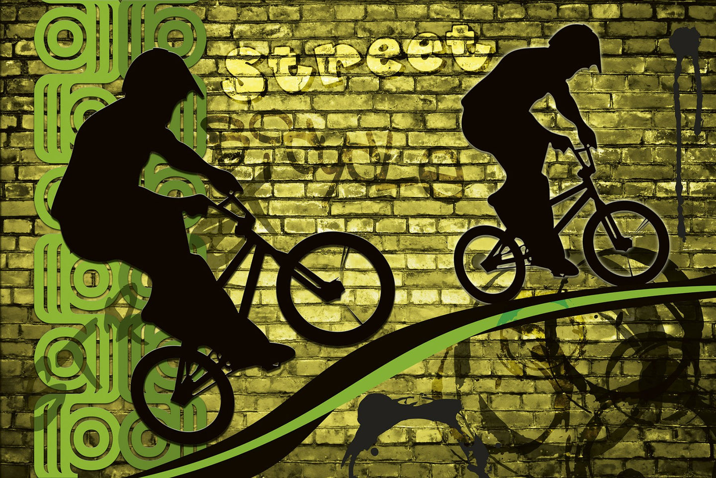 Bicycle Green Wall Mural