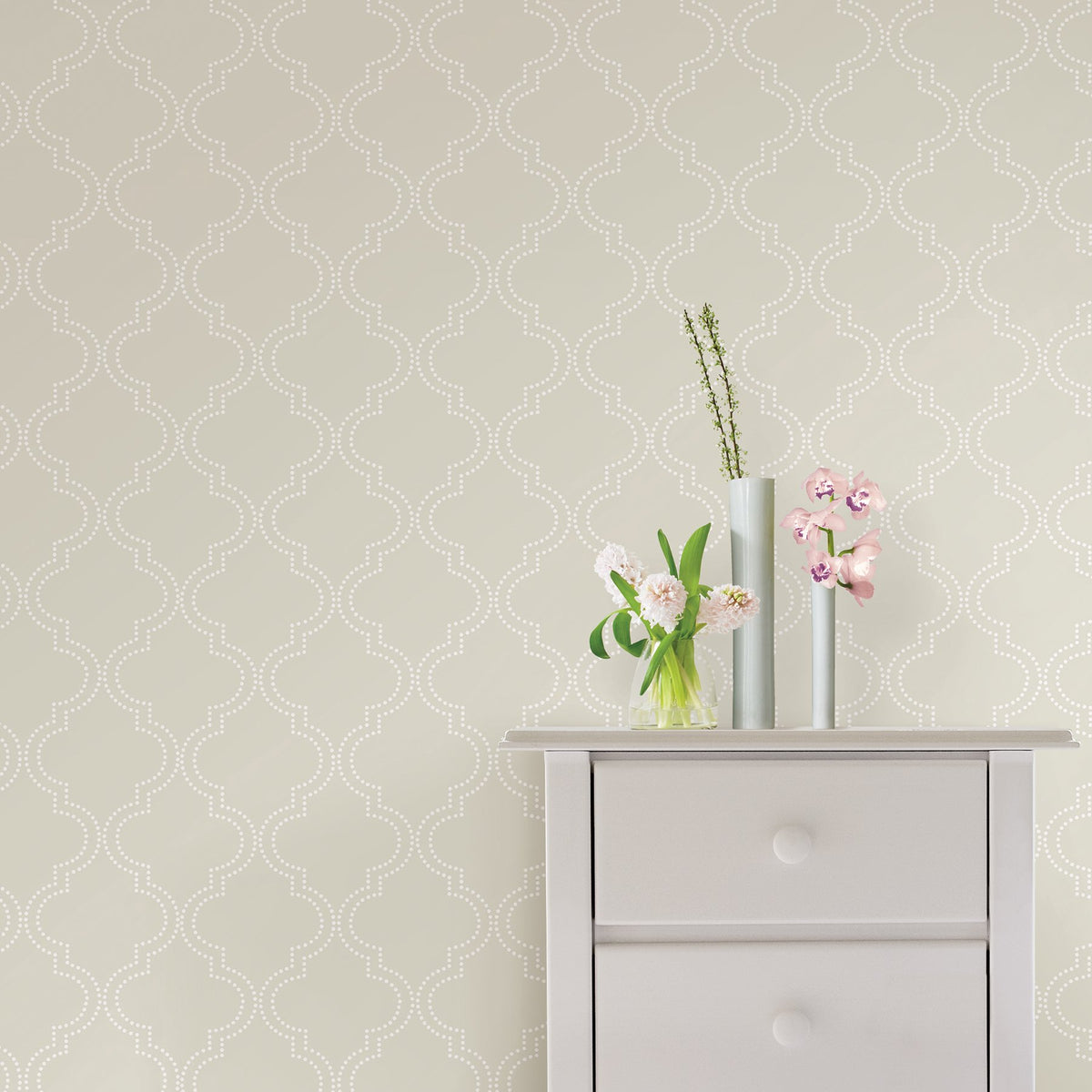 Taupe Quatrefoil Peel & Stick Wallpaper