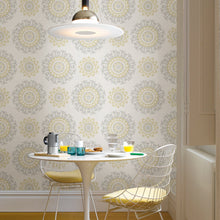 Load image into Gallery viewer, Grey and Yellow Suzani Peel &amp; Stick Wallpaper