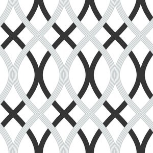 Black and Silver Lattice Peel & Stick Wallpaper