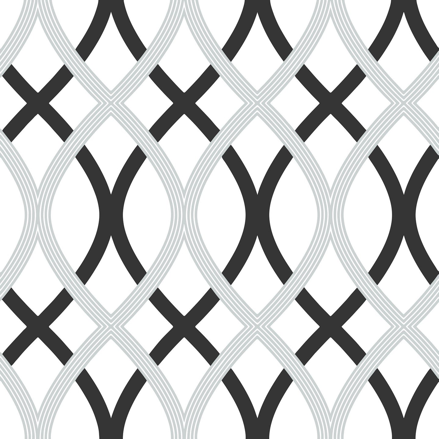 Black and Silver Lattice Peel & Stick Wallpaper