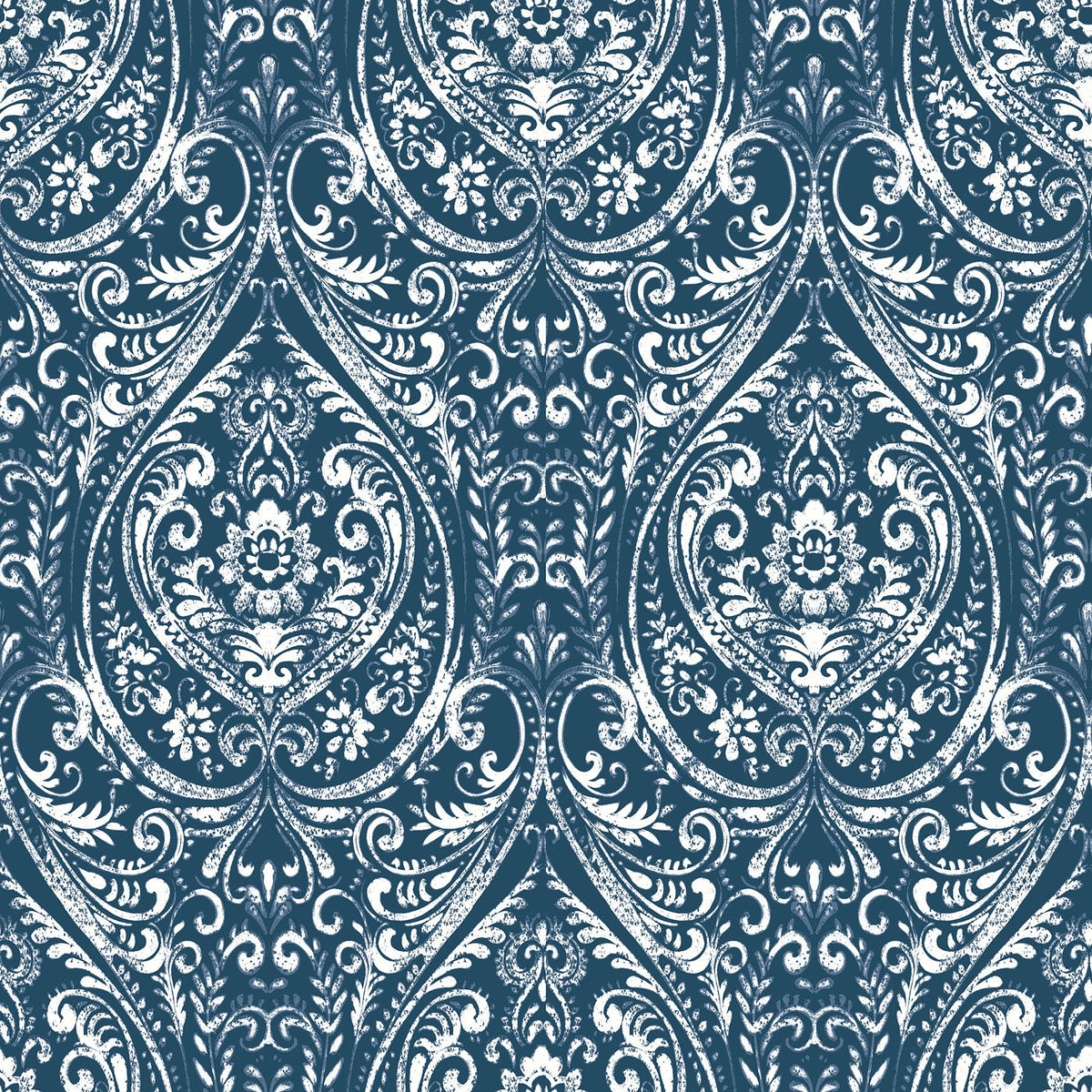 Bohemian Damask Indigo Peel & Stick Wallpaper