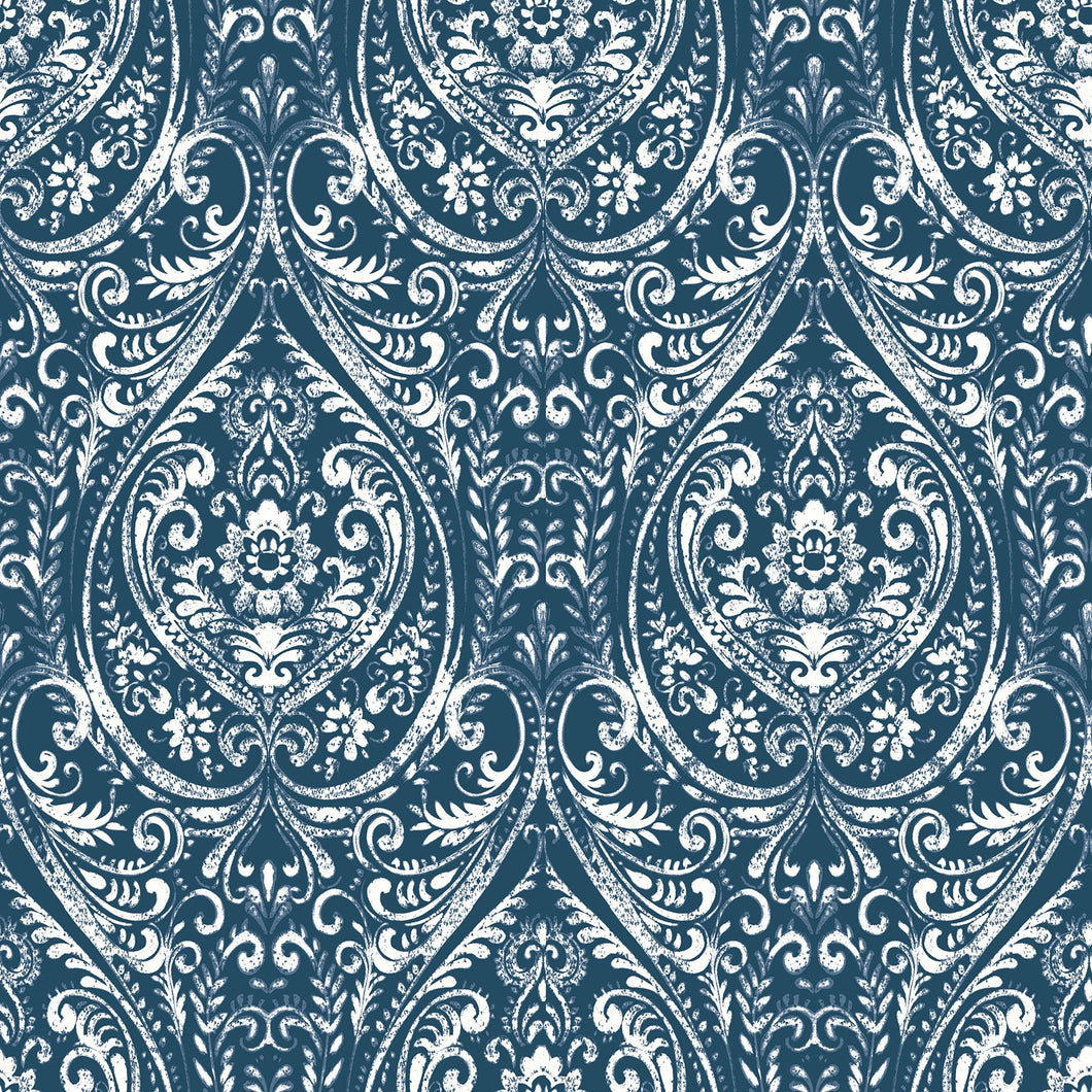 Bohemian Damask Indigo Peel & Stick Wallpaper