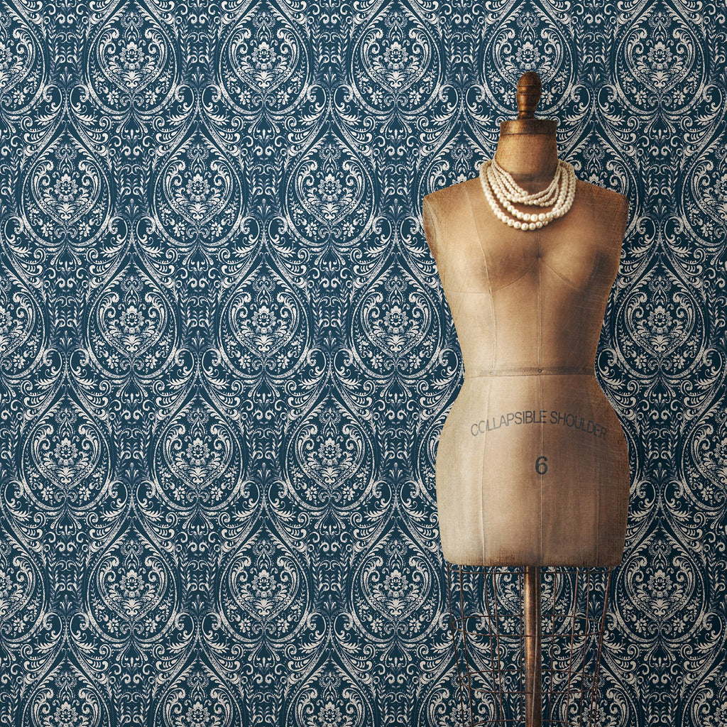 Bohemian Damask Indigo Peel & Stick Wallpaper