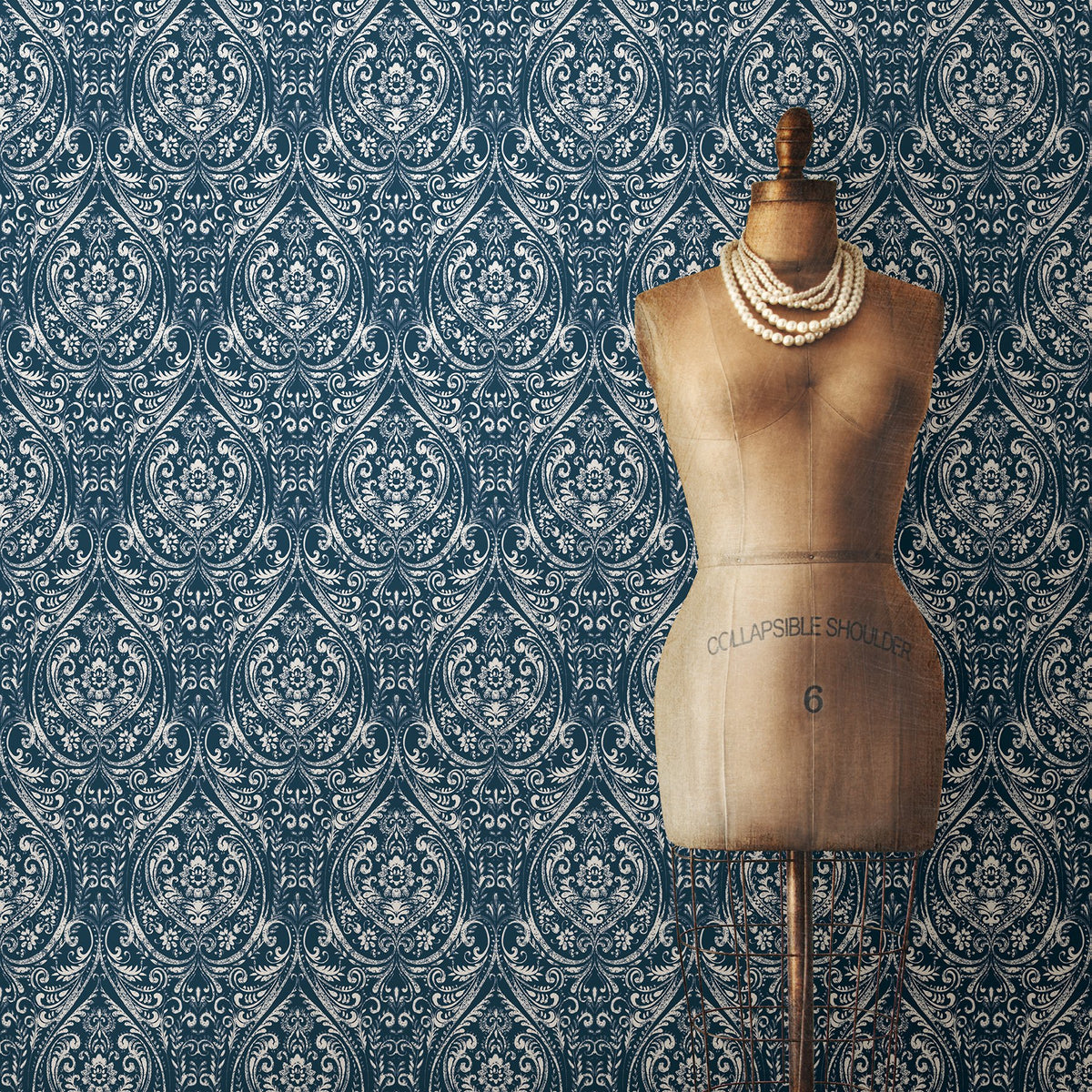 Bohemian Damask Indigo Peel & Stick Wallpaper