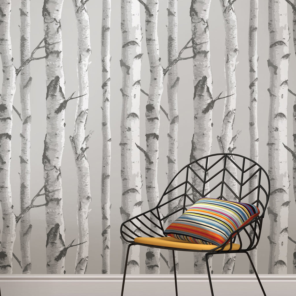 Mountain Birch Grey Peel & Stick Wallpaper