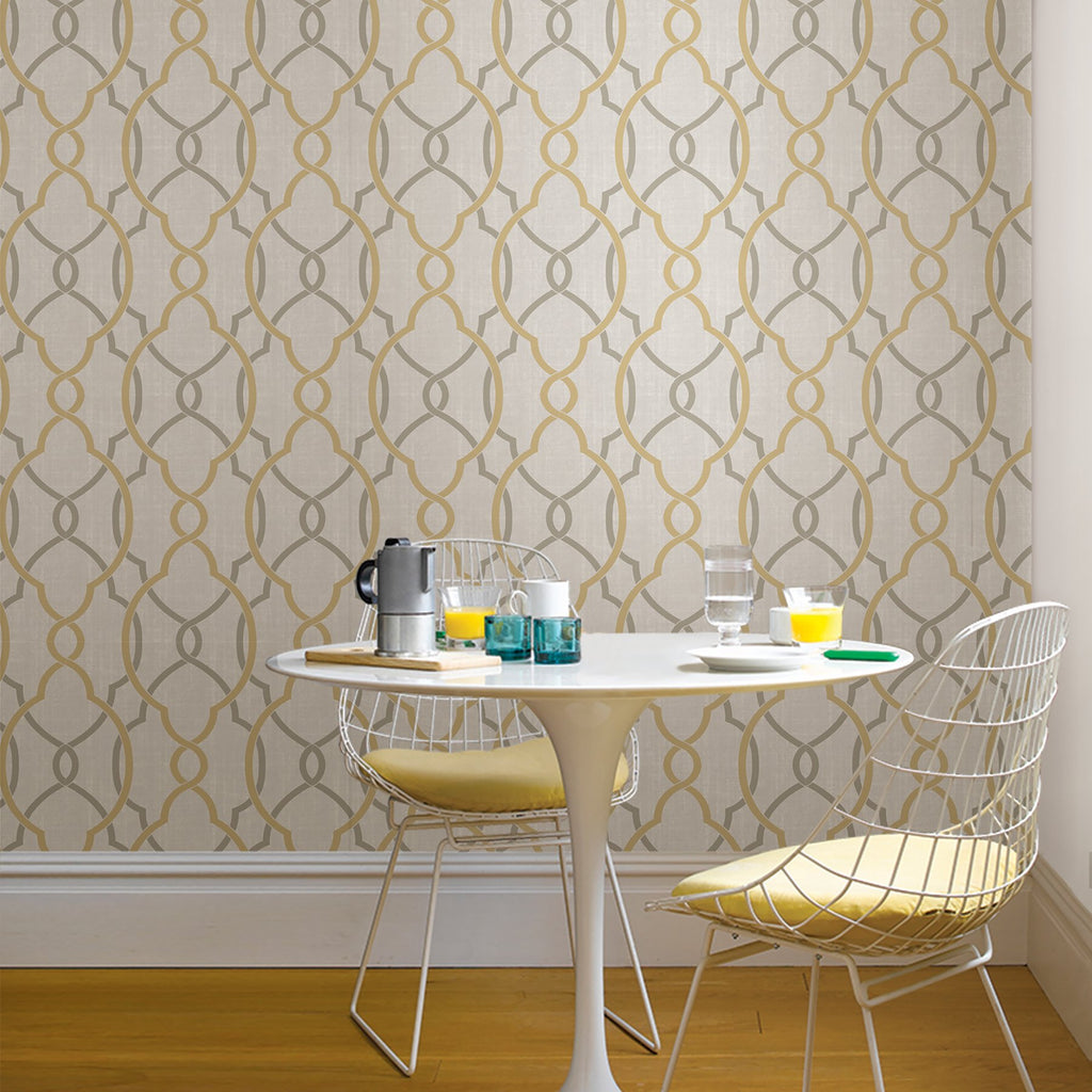 Sausalito Taupe/Yellow Peel & Stick Wallpaper