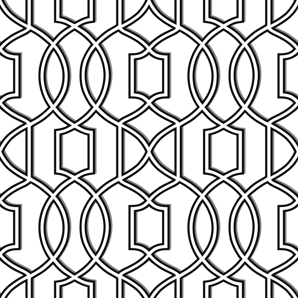 Uptown Trellis Black/White Peel & Stick Wallpaper