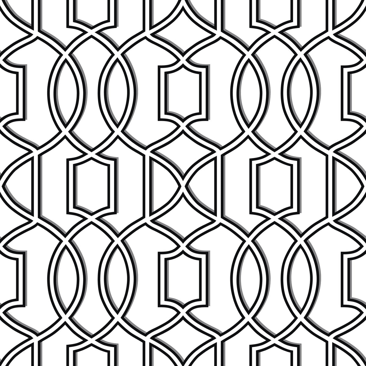 Uptown Trellis Black/White Peel & Stick Wallpaper