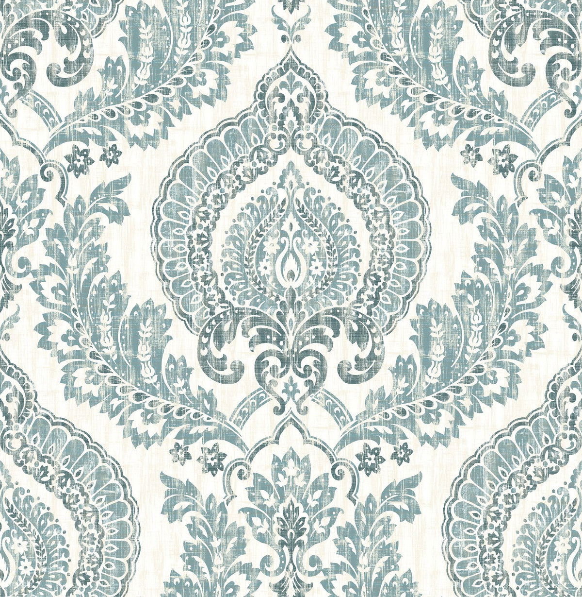 Kensington Damask Blue Peel & Stick Wallpaper