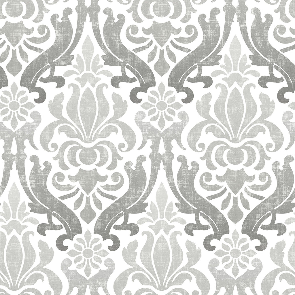 Grey Nouveau Damask Peel & Stick Wallpaper