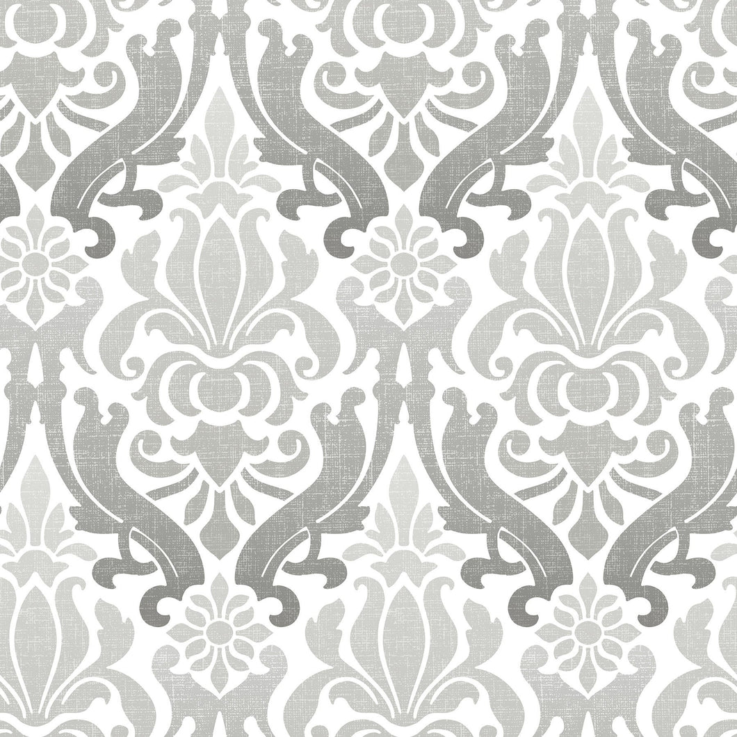 Grey Nouveau Damask Peel & Stick Wallpaper