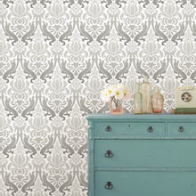 Load image into Gallery viewer, Grey Nouveau Damask Peel &amp; Stick Wallpaper