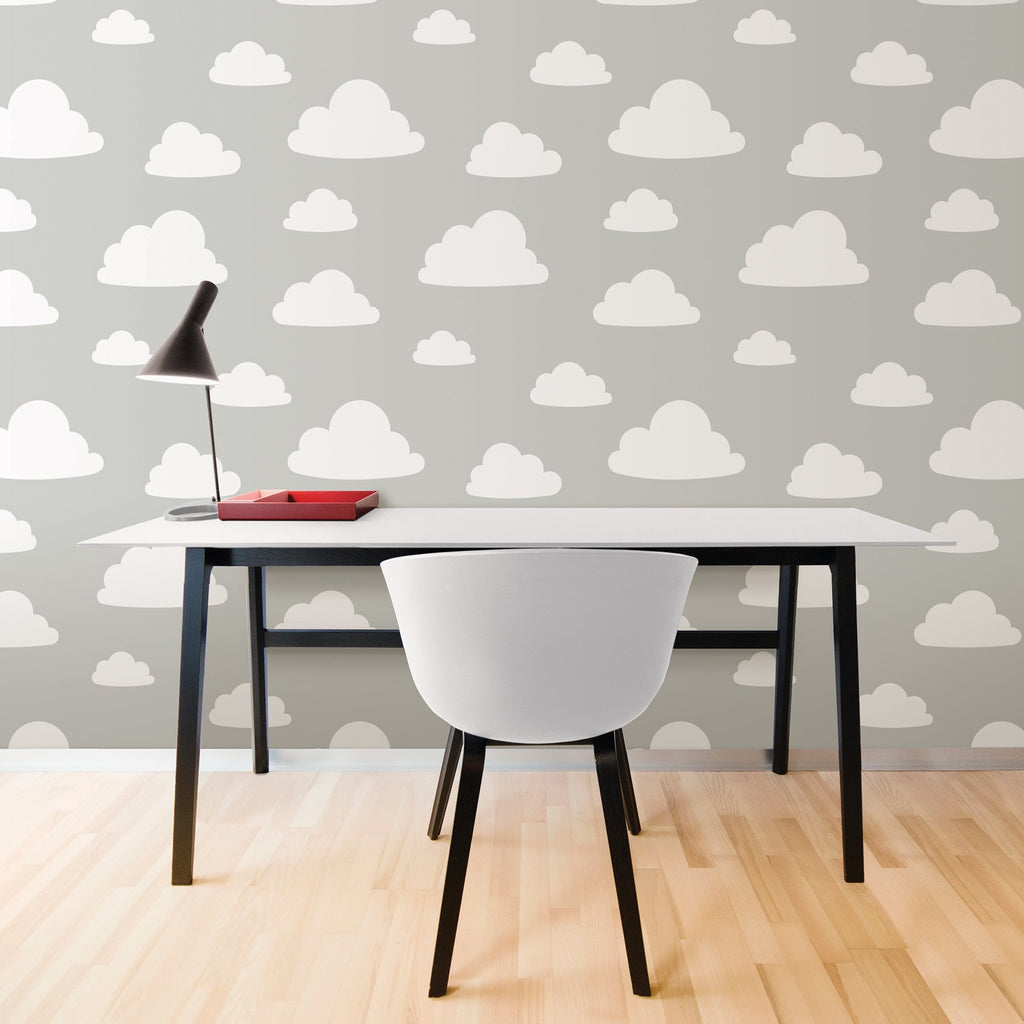 Clouds Grey Peel & Stick Wallpaper