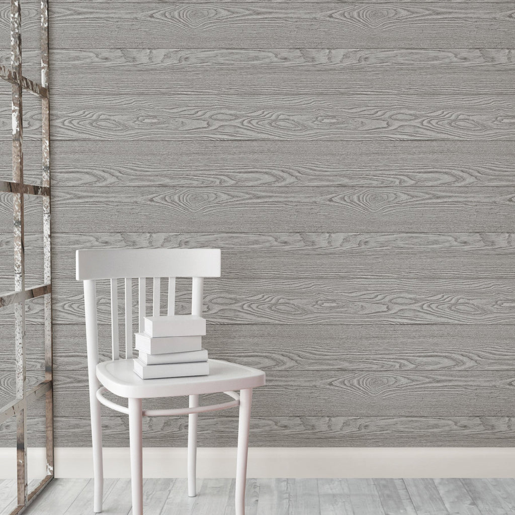 Grey Salvaged Wood Peel & Stick Wallpaper