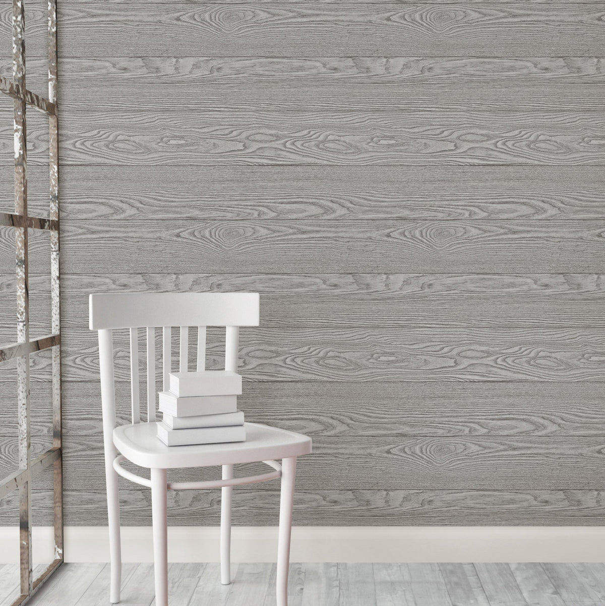 Grey Salvaged Wood Peel & Stick Wallpaper