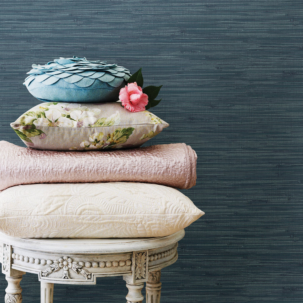 Navy Grassweave Peel & Stick Wallpaper