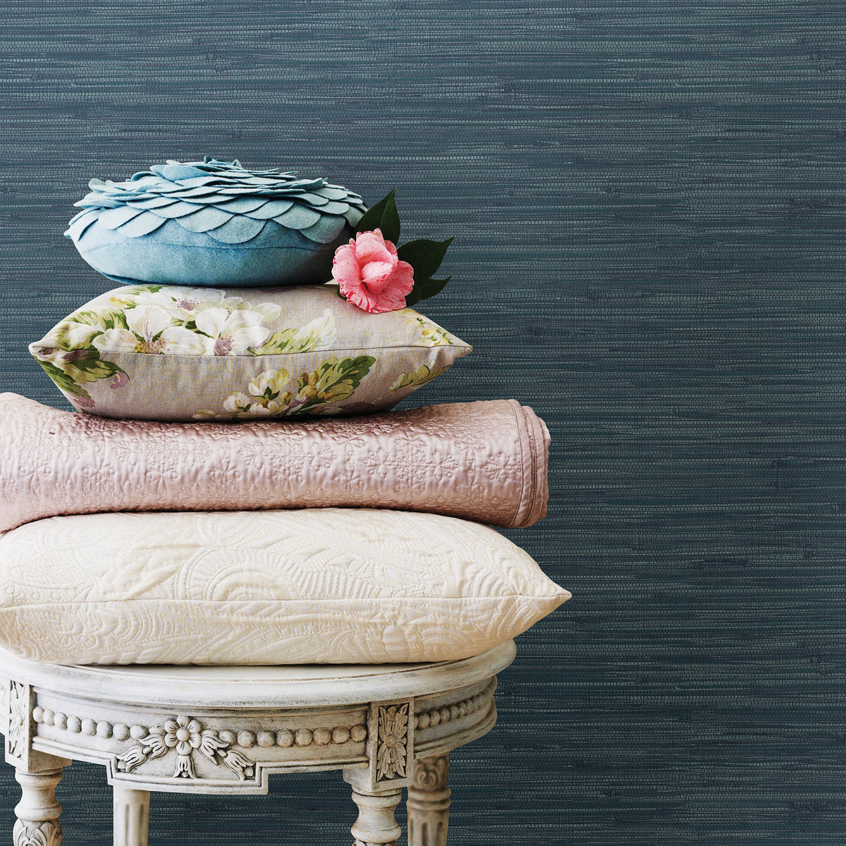 Navy Grassweave Peel & Stick Wallpaper