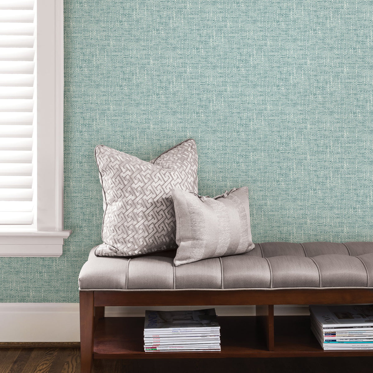 Aqua Poplin Texture Peel & Stick Wallpaper