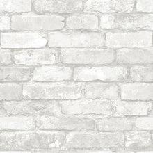 Load image into Gallery viewer, Grey and White Brick Peel &amp; Stick Wallpaper