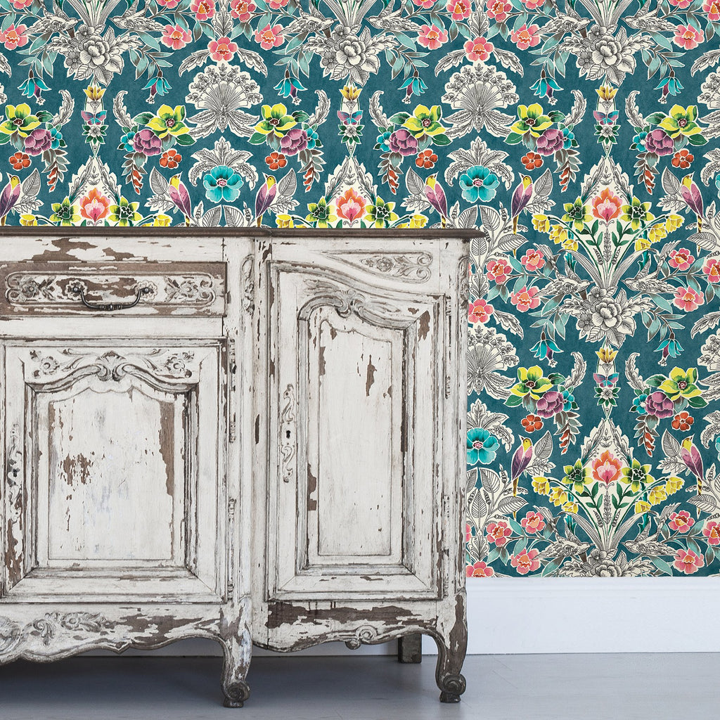 Summer Love Teal Peel & Stick Wallpaper