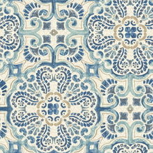 Load image into Gallery viewer, Blue Florentine Tile Peel &amp; Stick Wallpaper