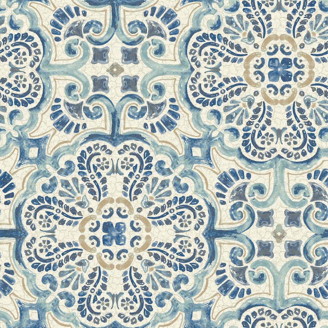 Blue Florentine Tile Peel & Stick Wallpaper