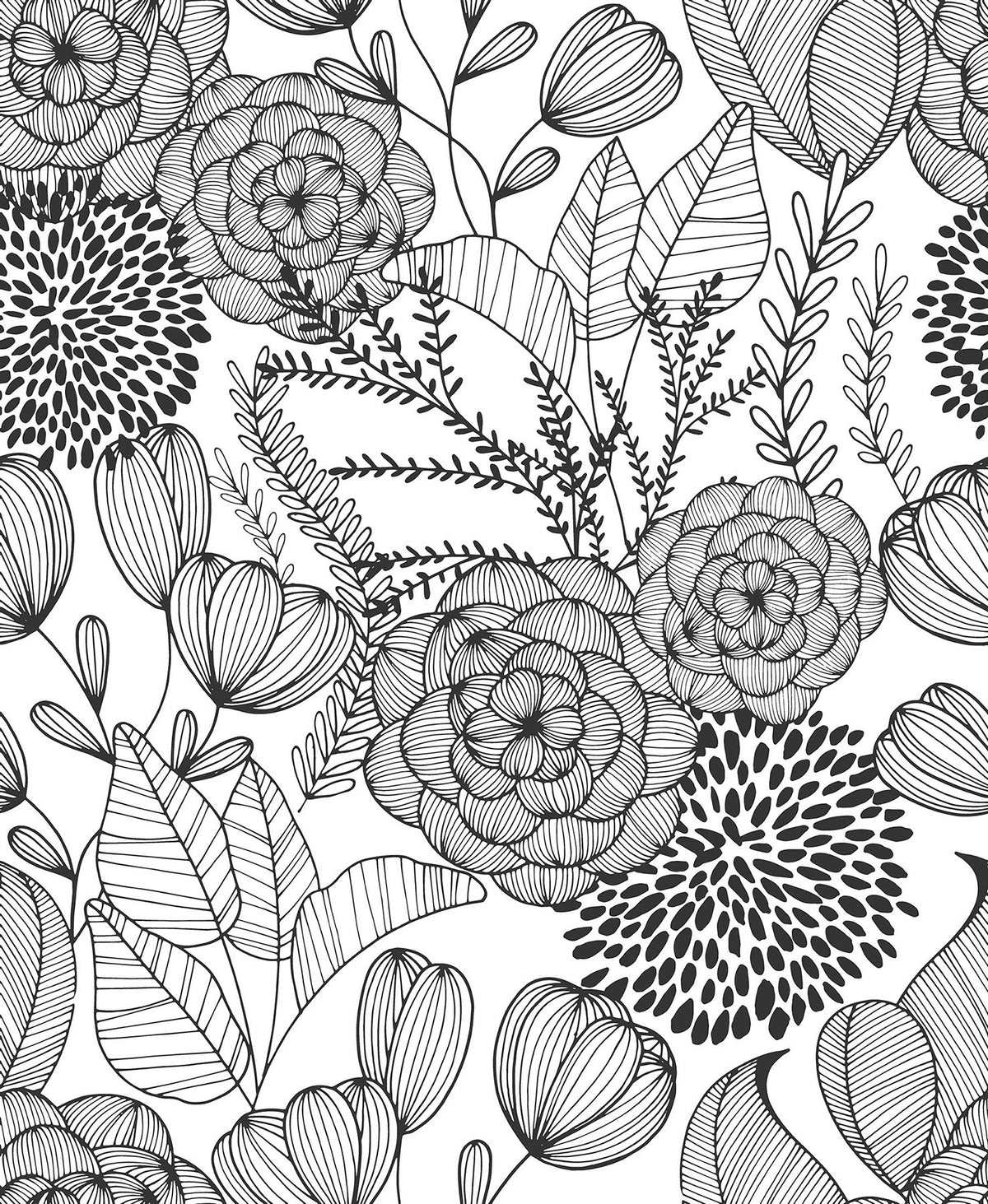 Black Secret Garden Peel & Stick Wallpaper