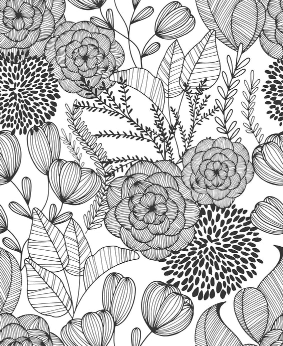 Black Secret Garden Peel & Stick Wallpaper