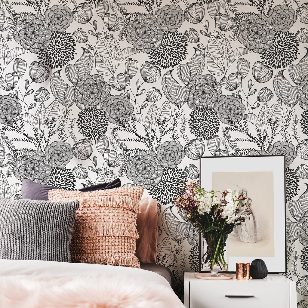 Black Secret Garden Peel & Stick Wallpaper